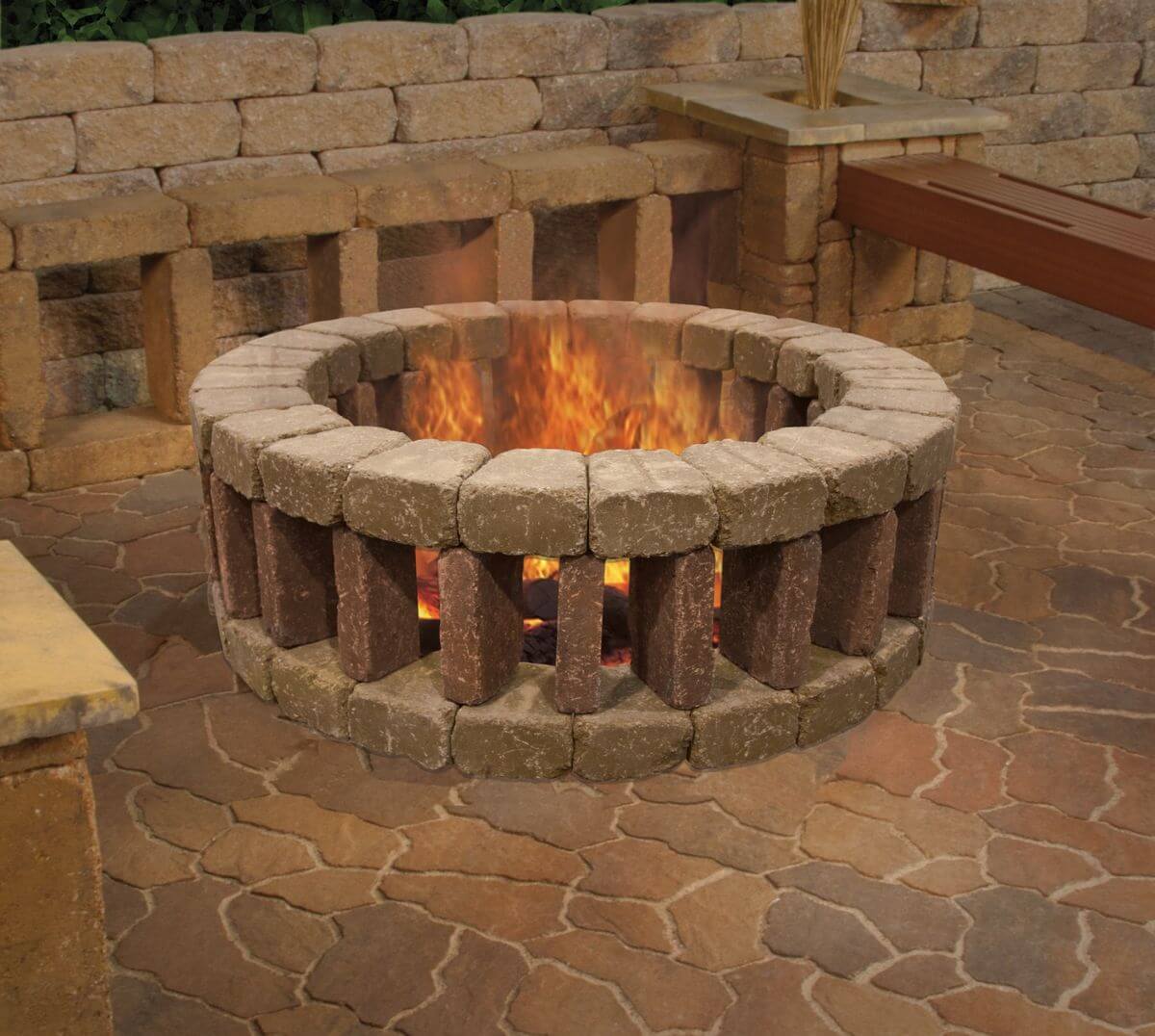 Fancy Brick Fire Pit with Brick Benches