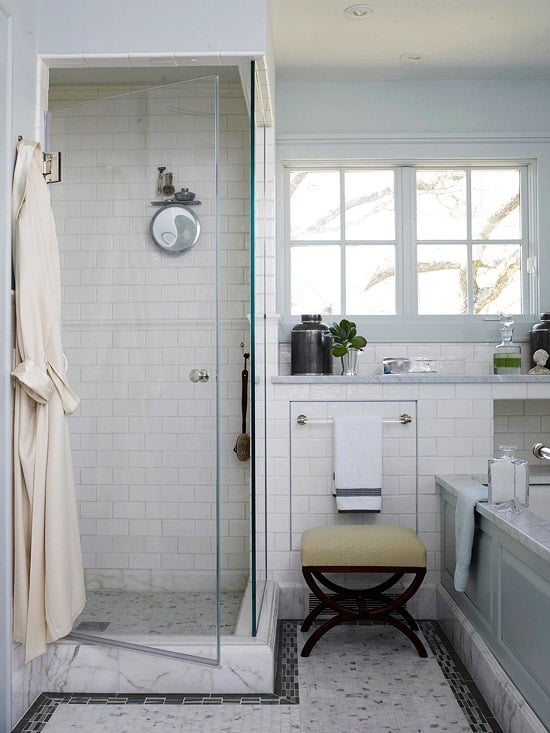 Small Walk In Showers With Subway Tile