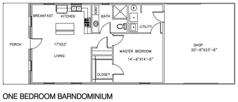 One Bedroom Bardominium with Shop