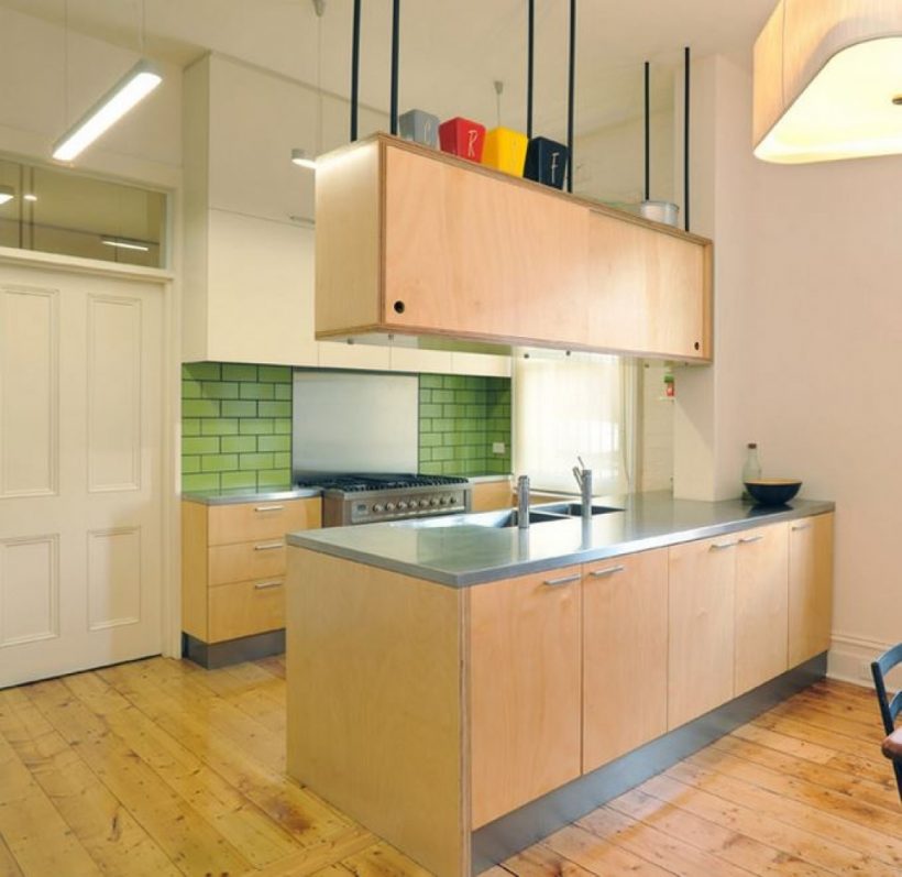 Simple Small Kitchen with Suspended Cabinets