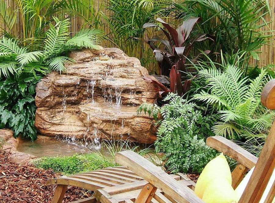 Tropical Landscape with Rock Waterfall