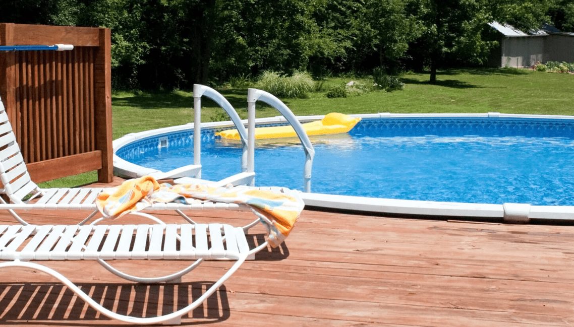 Above Ground Pool with Spacious Sunbathing Area