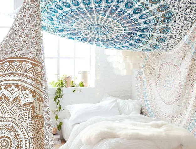 How to Hang A Tapestry on the Ceiling - Bed Canopy