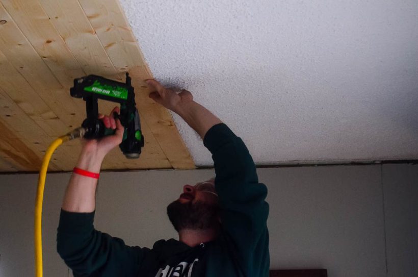 How to Install Wood Planks Over Popcorn Ceiling