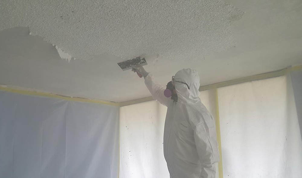 Asbestos popcorn-ceiling