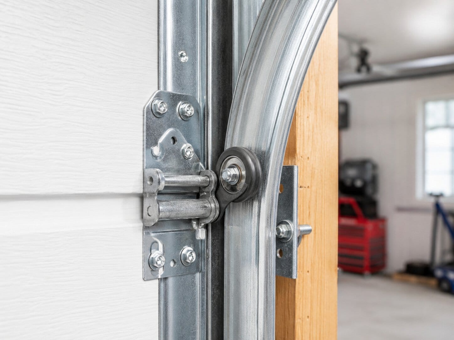 Clean Garage Door Track and Roller System