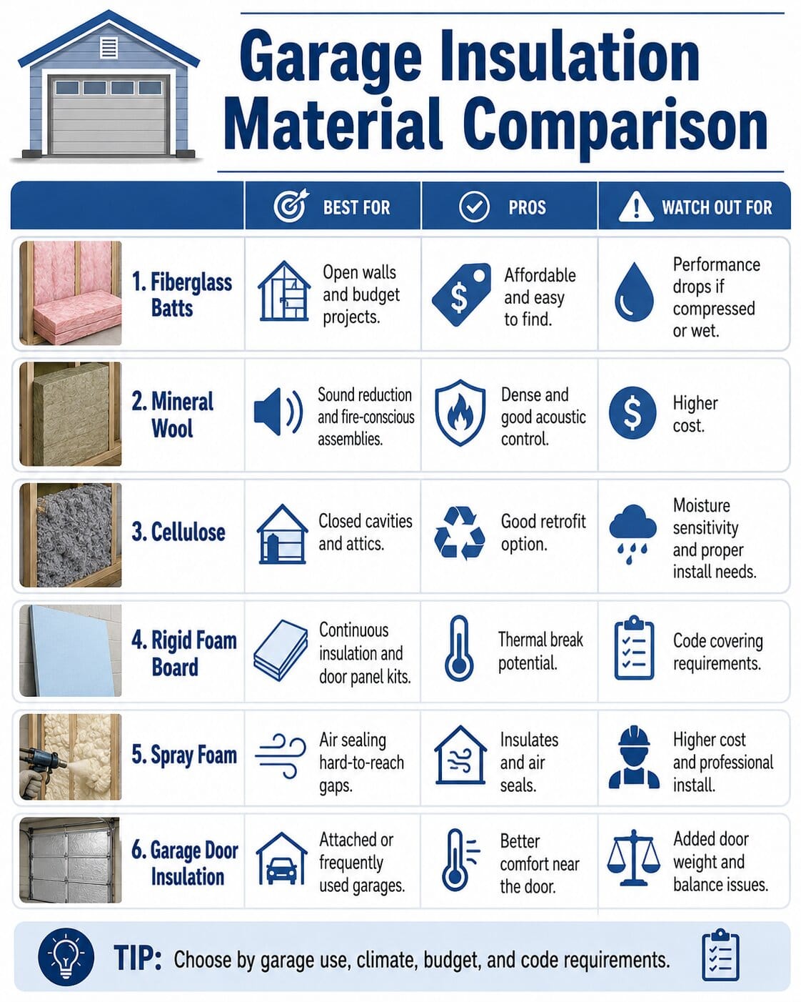 Garage Insulation Material Comparison