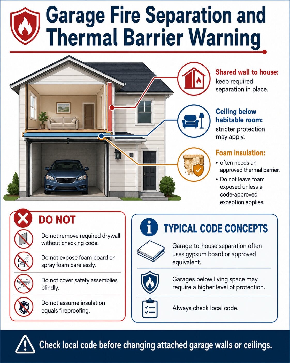 Garage Fire Separation and Thermal Barrier Warning