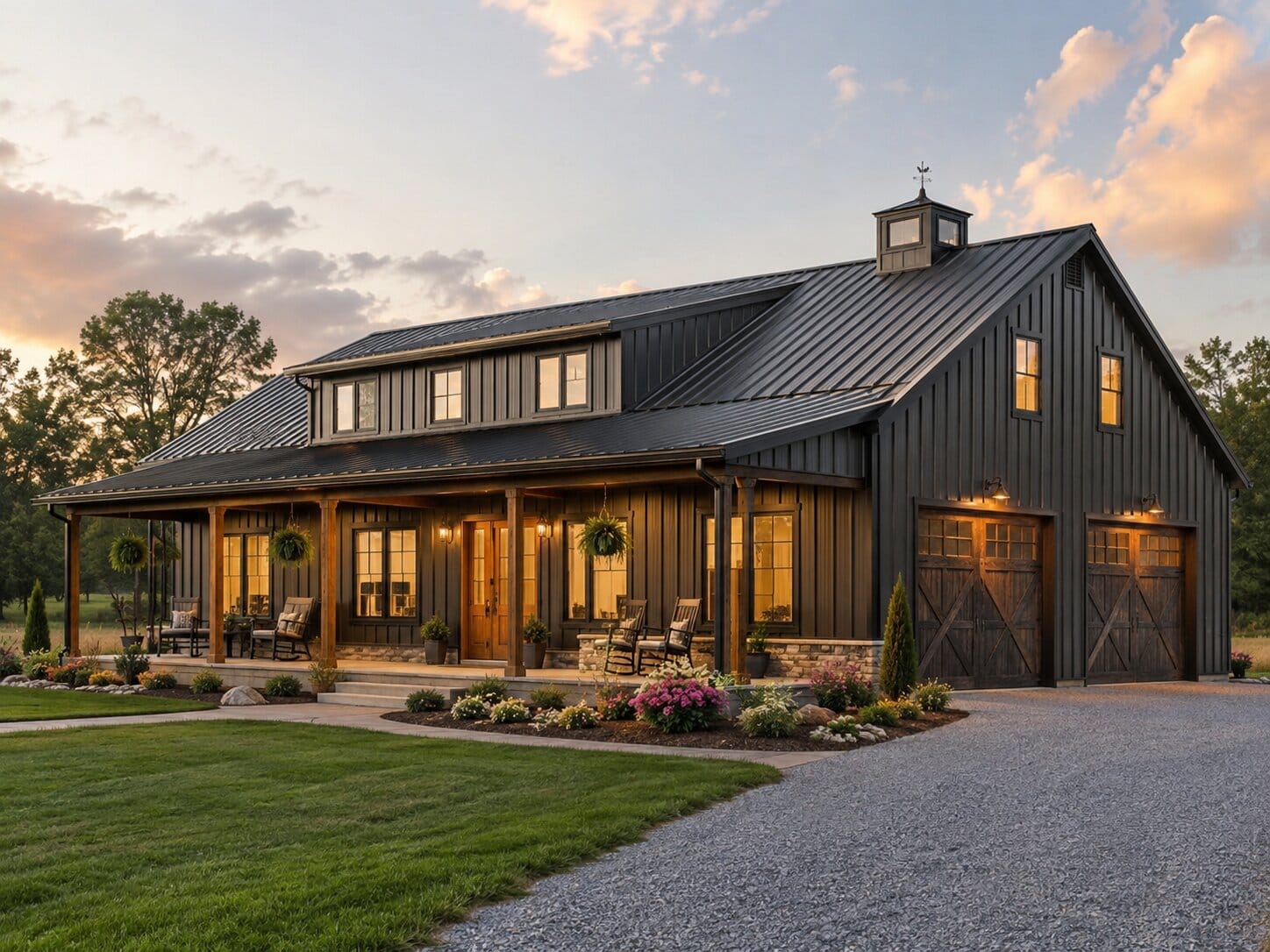 Finished Barndominium-Style Metal Home