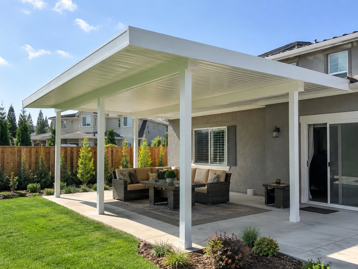 2. Solid Roof Freestanding Patio Cover