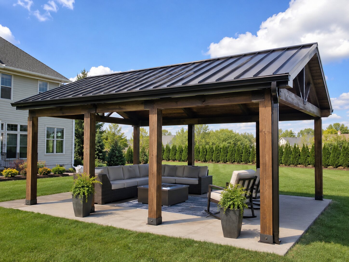 Metal Roof Freestanding Patio Cover