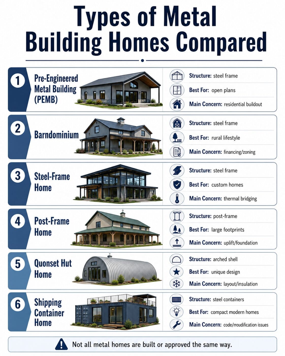 Types of Metal Building Homes Compared