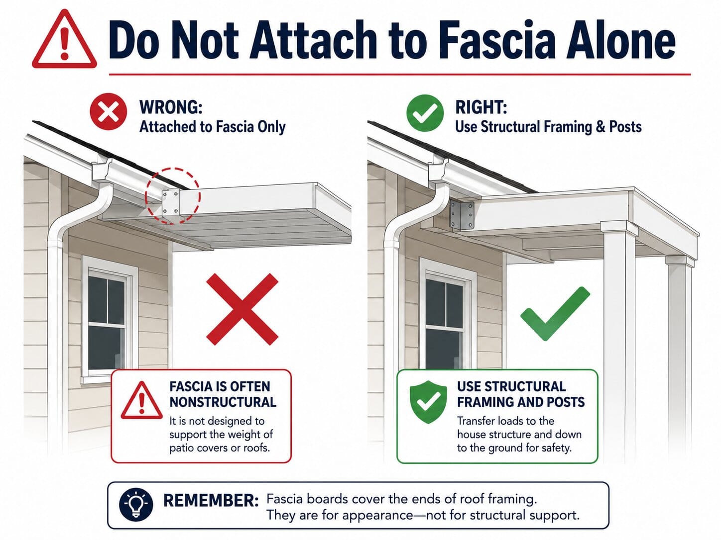 Warning: Do Not Attach a Patio Roof to Fascia Alone