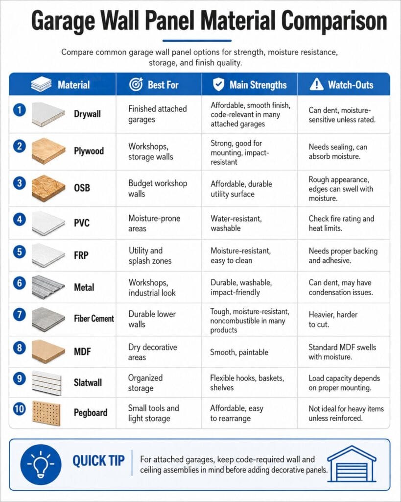 Garage Wall Panel Material Comparison
