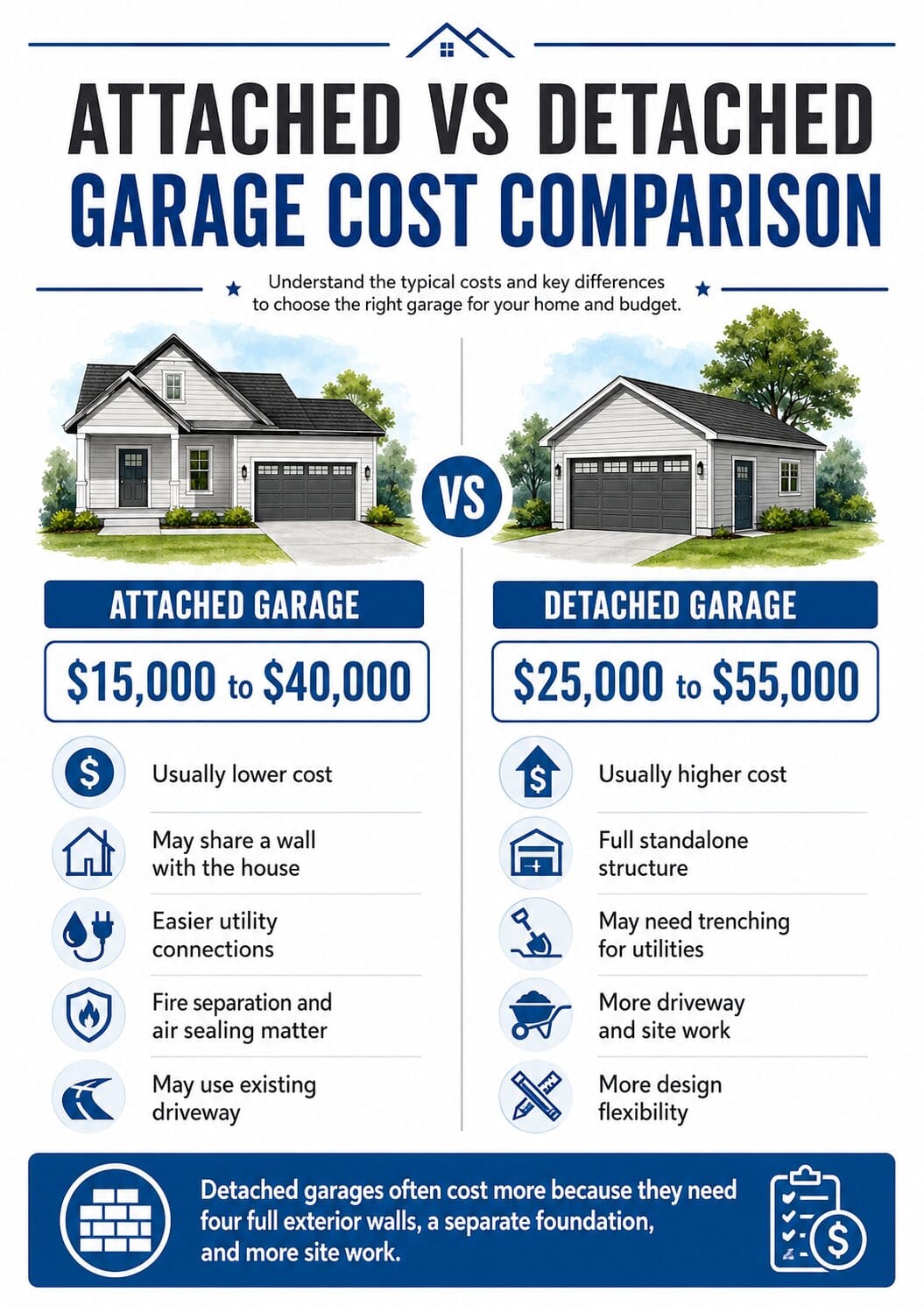 Attached vs Detached Garage Cost Comparison